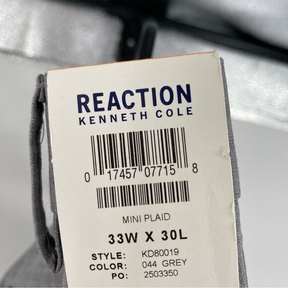 Kenneth Cole Premium Flex Gray Plaid Trousers Stretch Slim Fit size 33 x 30 - Picture 3 of 5